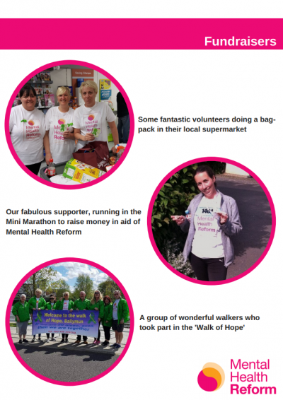 Information page on people who have fundraised for Mental Health Reform previously - a page taken from the Fundraising Toolkit